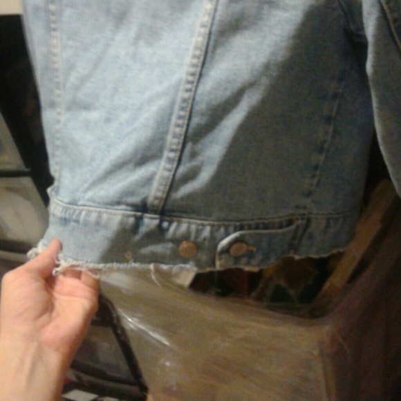 Paris Blues vintage 90s Denim cropped Jean Jacket - Blue Distressed - Picture 6 of 8